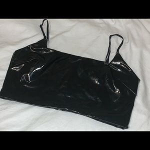 Windsor Black Patent Leather Crop Top